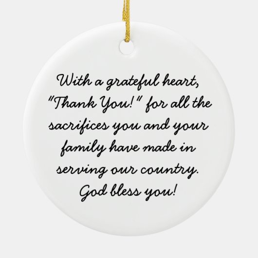 Hartelijk dank voor Veteran Ornament (Achterkant)