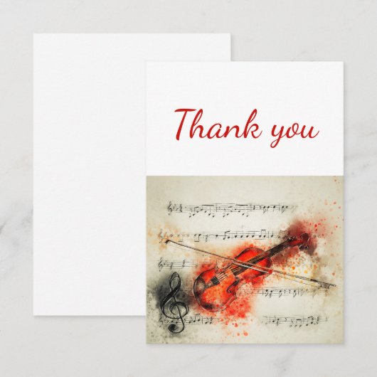Hartelijk dank voor Violin Music Lessons Teacher v Bedankkaart (Voorkant / Achterkant)