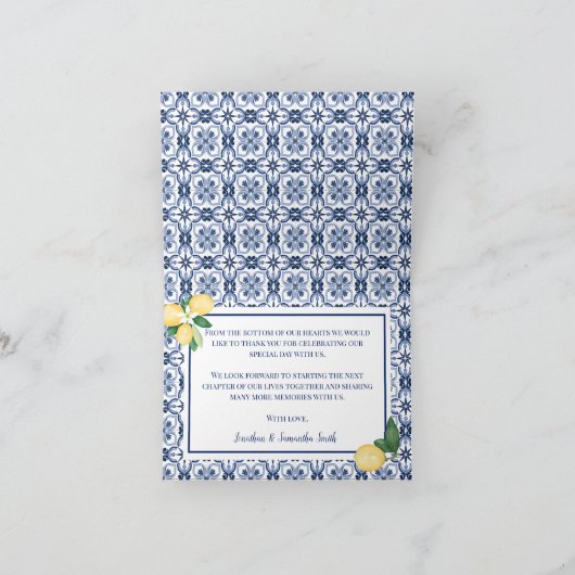 Hartelijk dank voor Vrijgezellenfeest Lemons Wedde Bedankkaart (Binnen)