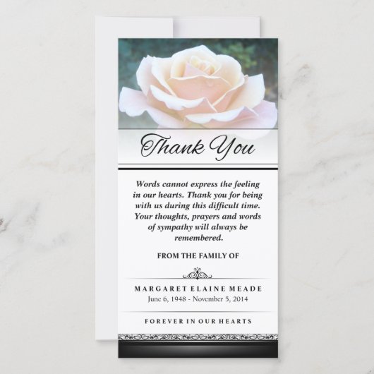 Hartelijk dank voor woorden van de begrafenis Whit Bedankkaart (Voorkant)