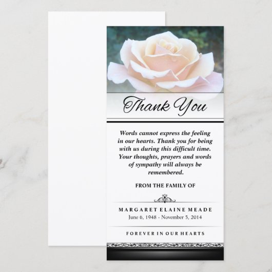 Hartelijk dank voor woorden van de begrafenis Whit Bedankkaart (Voorkant / Achterkant)