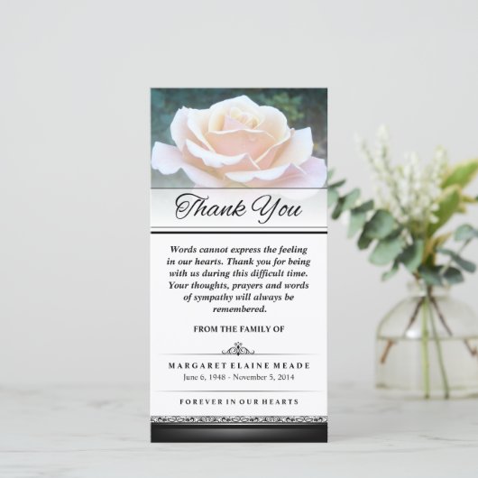 Hartelijk dank voor woorden van de begrafenis Whit Bedankkaart (Staand voorkant)