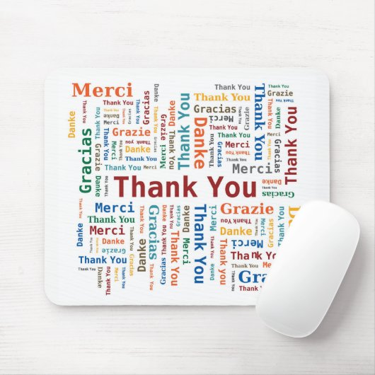 Hartelijk dank voor Word Cloud in 5 talen - Multic Muismat (Met muis)