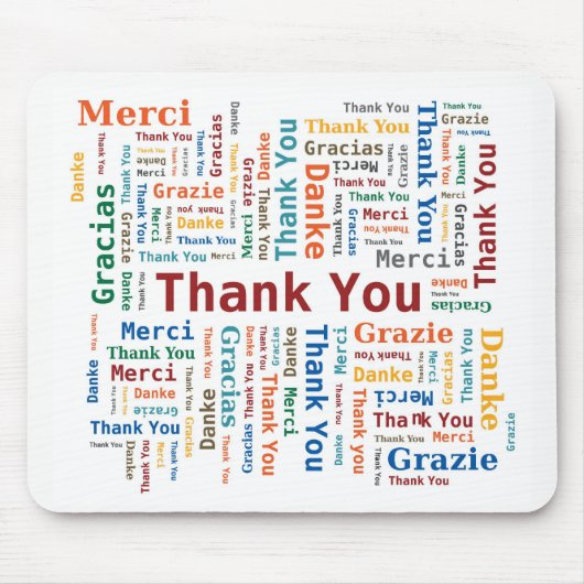 Hartelijk dank voor Word Cloud in 5 talen - Multic Muismat (Voorkant)