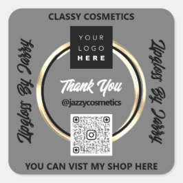 Hartelijk dank voor zakelijke QR-code Logo Golden  Vierkante Sticker