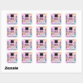 Hartelijk dank voor zakelijke QR-code Logo Roze ho Vierkante Sticker (Vel)