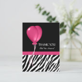 Hartelijk dank voor Zebra Print en roze partijball Briefkaart (Staand voorkant)