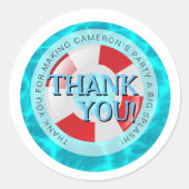 Hartelijk dank voor Zwemende poolpartij Waterrimpe Ronde Sticker (Voorkant)