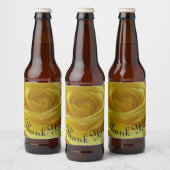 Hartelijk dank. Vriendschap Gele Rose Foto Floral Bier Etiket (Flessen)