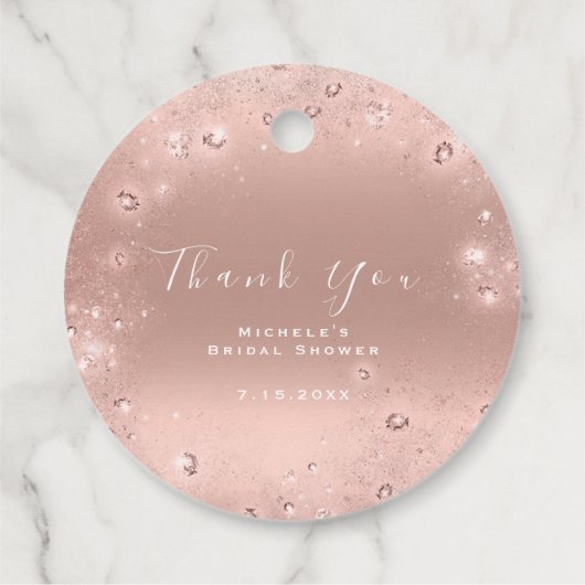 Hartelijk dank, Vrijgezellenfeest 16e Blush Confet Bedankjes Labels (Achterkant)