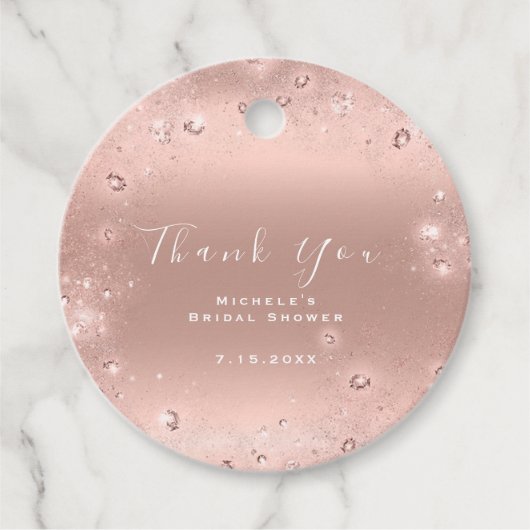 Hartelijk dank, Vrijgezellenfeest 16e Blush Confet Bedankjes Labels (Voorkant)