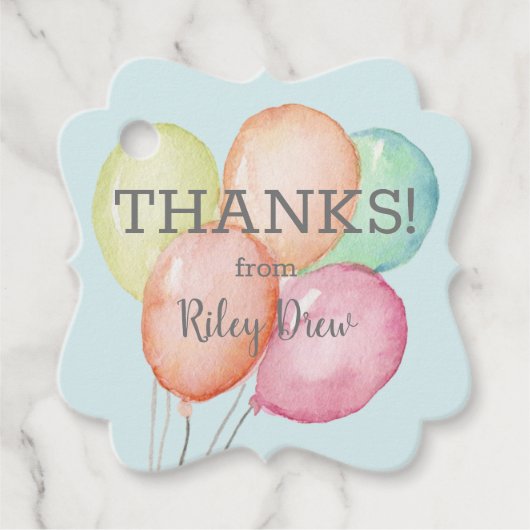 Hartelijk dank Waterverf ballonnen blauw Bedankjes Labels (Voorkant)