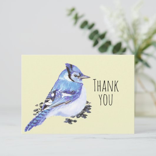 Hartelijk dank Waterverf Blue Jay Bird Natuur Art Bedankkaart (Staand voorkant)