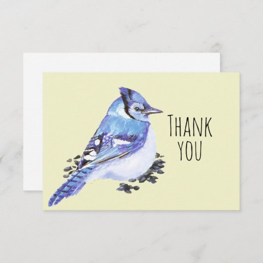 Hartelijk dank Waterverf Blue Jay Bird Natuur Art Bedankkaart (Voorkant / Achterkant)