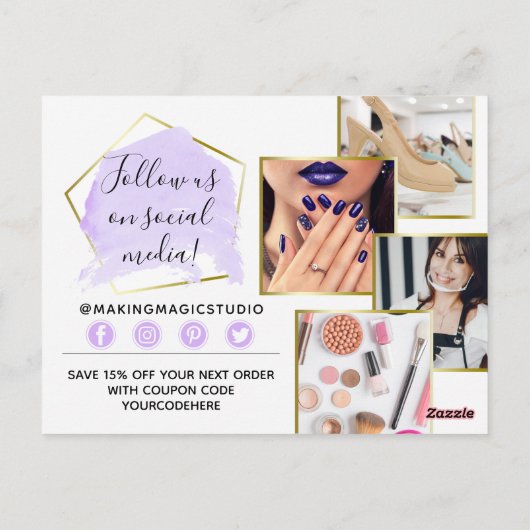 Hartelijk dank, Waterverf Crystals & Gold Boho 4-f Briefkaart (Achterkant)