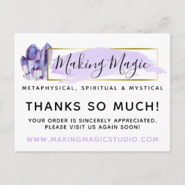 Hartelijk dank, Waterverf Crystals & Gold Boho 4-f Briefkaart