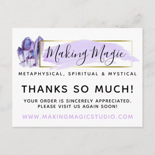 Hartelijk dank, Waterverf Crystals & Gold Boho 4-f Briefkaart (Voorkant)