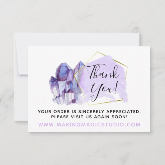 Hartelijk dank Waterverf Crystals & Gold Boho Kaar Kaart (Voorkant)