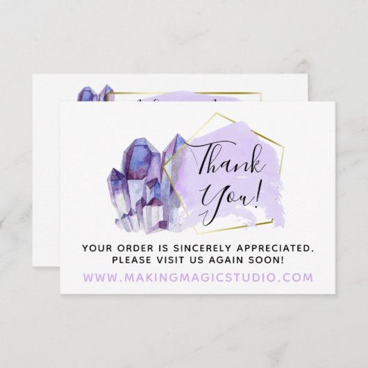 Hartelijk dank Waterverf Crystals & Gold Boho Kaar Kaart (Voorkant / Achterkant)