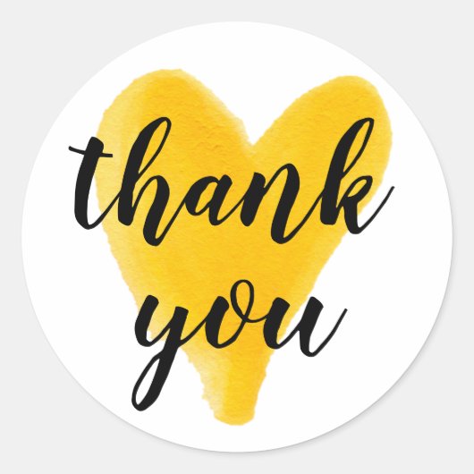 Hartelijk dank waterverf hand met gele letters ronde sticker (Voorkant)