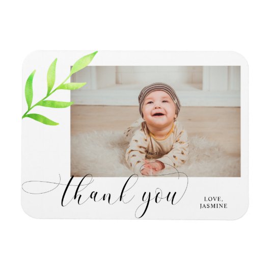 Hartelijk dank Waterverf Leaf Swashes Baby Foto Fo Magneet (Horizontaal)