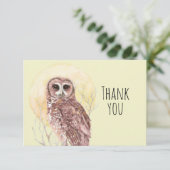 Hartelijk dank Waterverf Owl Moon Bird Natuur Art Bedankkaart (Staand voorkant)