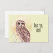 Hartelijk dank Waterverf Owl Moon Bird Natuur Art Bedankkaart (Voorkant / Achterkant)