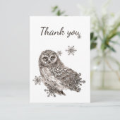 Hartelijk dank Waterverf Owl Snowflake Natuur wild Bedankkaart (Staand voorkant)