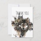Hartelijk dank, Waterverf Wolf Mountain Animal Art Bedankkaart (Voorkant)