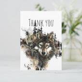 Hartelijk dank, Waterverf Wolf Mountain Animal Art Bedankkaart (Staand voorkant)