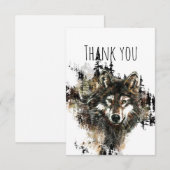Hartelijk dank, Waterverf Wolf Mountain Animal Art Bedankkaart (Voorkant / Achterkant)