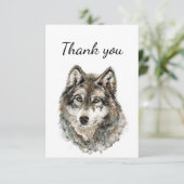 Hartelijk dank, Waterverf Wolf Wolves Animal Natuu Bedankkaart (Staand voorkant)