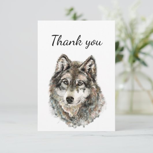 Hartelijk dank, Waterverf Wolf Wolves Animal Natuu Bedankkaart (Staand voorkant)