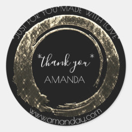 Hartelijk dank, webwinkel met naam Black Gold Ronde Sticker