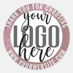 Hartelijk dank, weinig Roos Gold Glitter Business Ronde Sticker