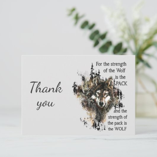 Hartelijk dank, Wolf Quote Bedankkaart (Staand voorkant)