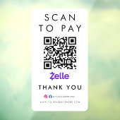 Hartelijk dank, Zelle Modern Scan om QR Code White Raamsticker (Vel 3)