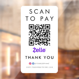 Hartelijk dank, Zelle Modern Scan om QR Code White Raamsticker