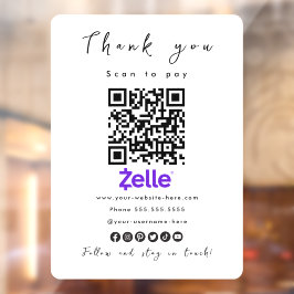 Hartelijk dank: Zelle QR Code Scan om Moderne Wit  Raamsticker