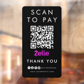 Hartelijk dank: Zelle Scan om QR Code Modern Black Raamsticker (Vel 2)