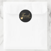 Hartelijk dank - Zwart en Gold Script Ronde Sticker (Tas)