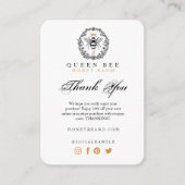 Hartelijk dank, zwart en gouden  koningin Honey Be Informatiekaartje (Voorkant)