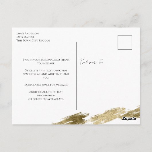 Hartelijk dank, zwart en goudlegant Briefkaart (Achterkant)