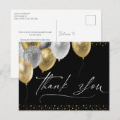 Hartelijk dank, zwart en goudlegant Briefkaart (Voorkant / Achterkant)