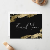Hartelijk dank, zwart en goudlegant notitiekaartje (Voorkant / Achterkant in situ)