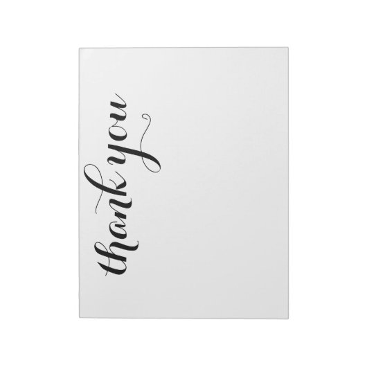 Hartelijk dank, zwart Script afdrukken 11 x 8.5 Notitieblok (Linkerzijde)