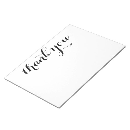 Hartelijk dank, zwart Script afdrukken 11 x 8.5 Notitieblok (Schuin)