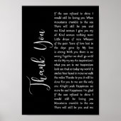 Hartelijk dank, zwart Script Song Lyric Wall Art a Poster (Voorkant)