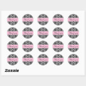 Hartelijk dank -  (zwart-wit Damask) Ronde Sticker (Vel)