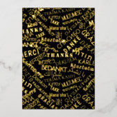 Hartelijk dank! Zwarte Gold Foil Multi-Language Wo Folie Feestdagenkaart (Voorkant)